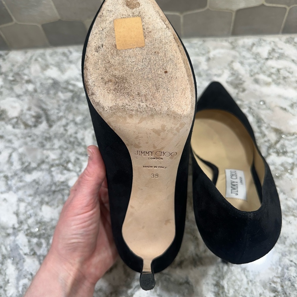 Jimmy Choo Romy 85 Black Suede Pump - Picture 6 of 12